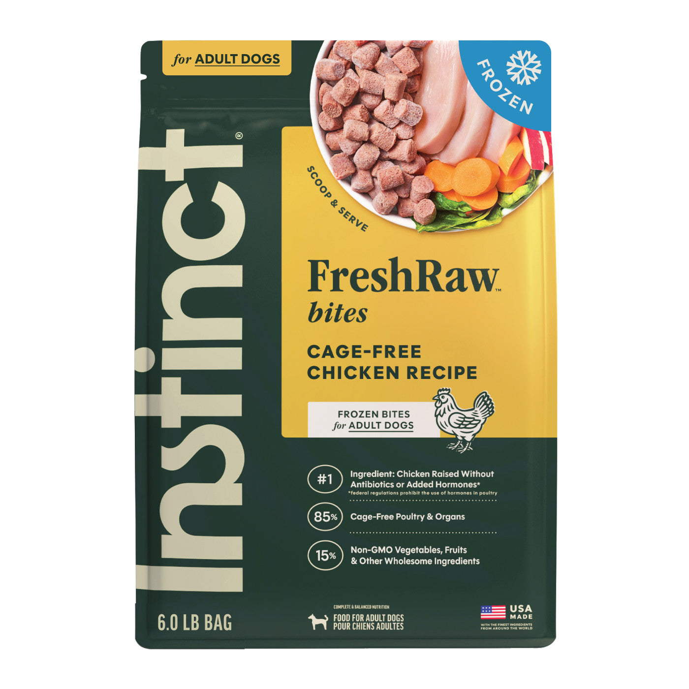 Instinct FreshRaw Bites Cage-Free Chicken Recipe, Frozen Raw Dog Food
