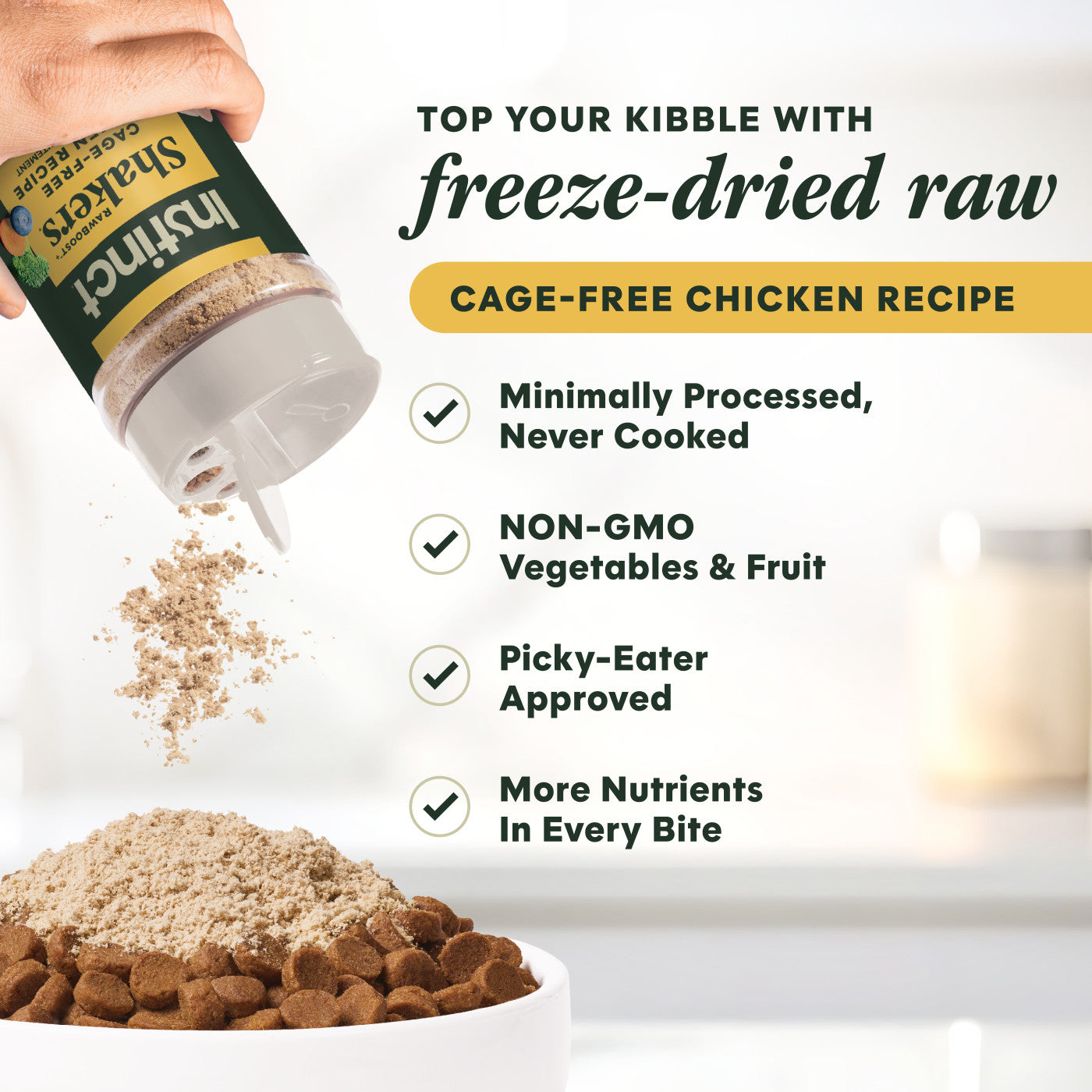 Instinct Raw Boost Shakers Chicken Recipe 5.5-oz, Freeze-Dried Meal Topper