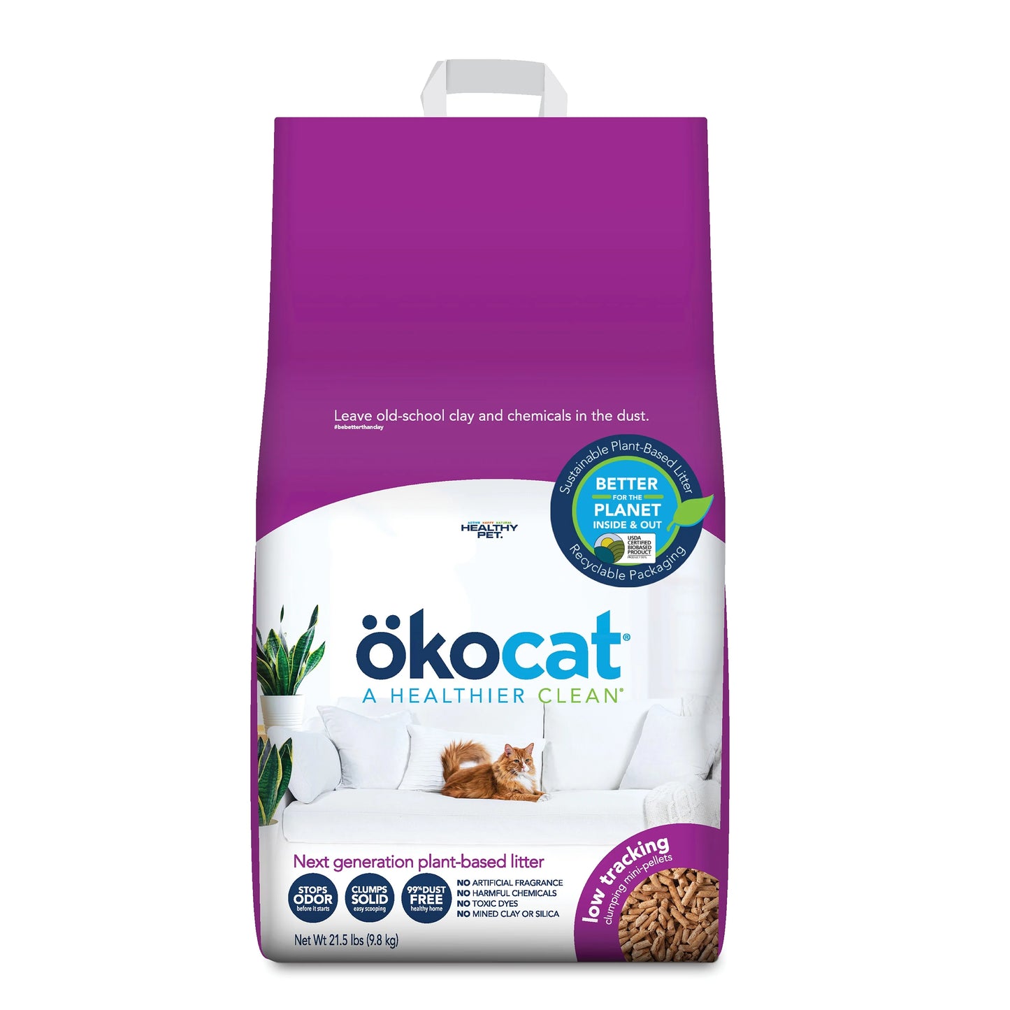 Okocat® Less Mess Clumping Low-Tracking, Mini-Pellets Wood 14-lb, Cat Litter