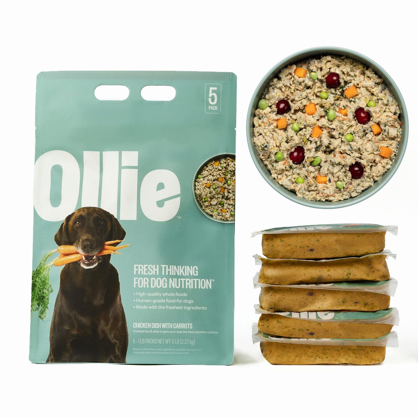 Ollie Fresh Chicken Dog Food With Carrots, Frozen Gently Cooked Dog Food
