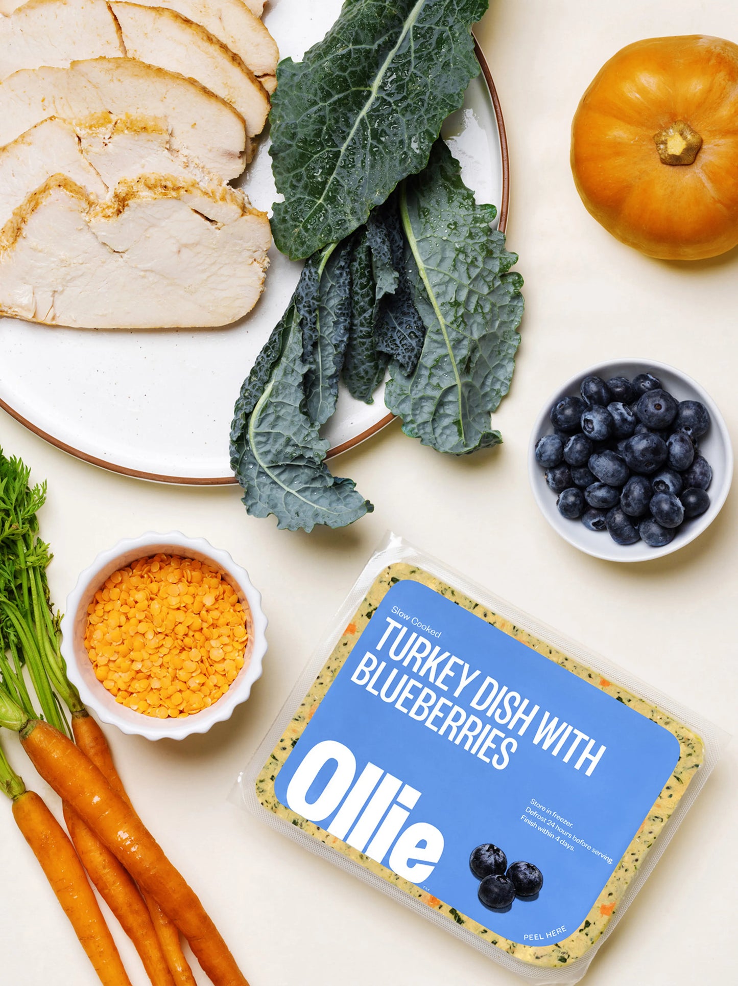 Ollie Fresh Turkey Dog Food With Blueberry, Frozen Gently Cooked Dog Food