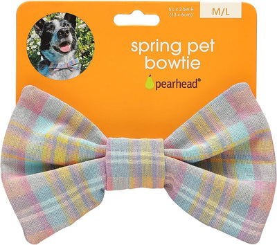 Pearhead Medium/Large Spring Plaid Pastel, Pet Bowtie