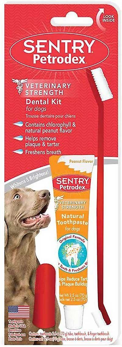 Sentry Petrodex Dental Kit With Veterinary Strength Enzymatic Peanut Butter Flavor Toothpaste For Dogs
