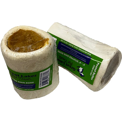 Great Lakes Pet Treats Peanut Butter Stuffed Shin Bone, Dog Chew