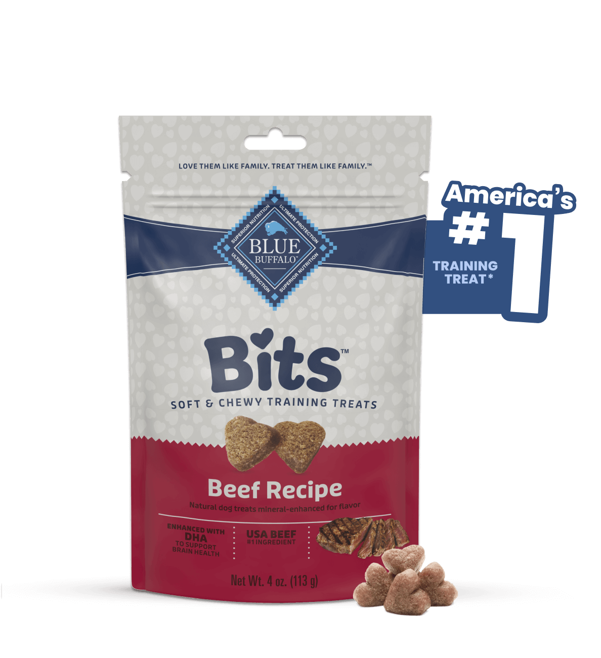 Blue Buffalo BLUE Bits Natural Soft-Moist Beef Recipe 4-oz, Dog Training Treats