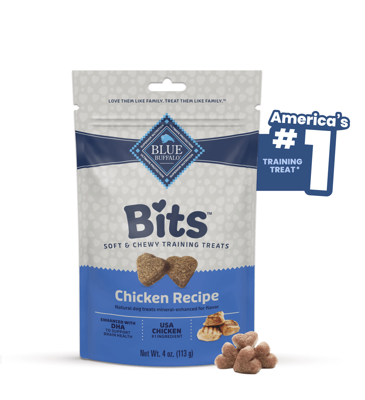 Blue Buffalo BLUE Bits Natural Soft-Moist Chicken Recipe 4-oz, Dog Training Treats