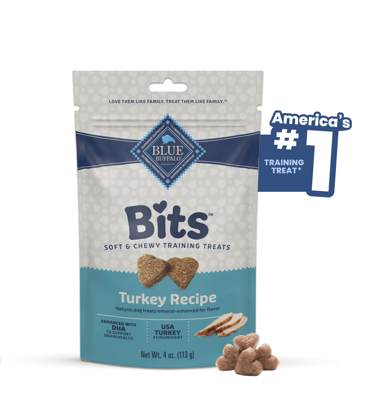 Blue Buffalo BLUE Bits Natural Soft-Moist Training Dog Treats, Turkey, 4oz Bag