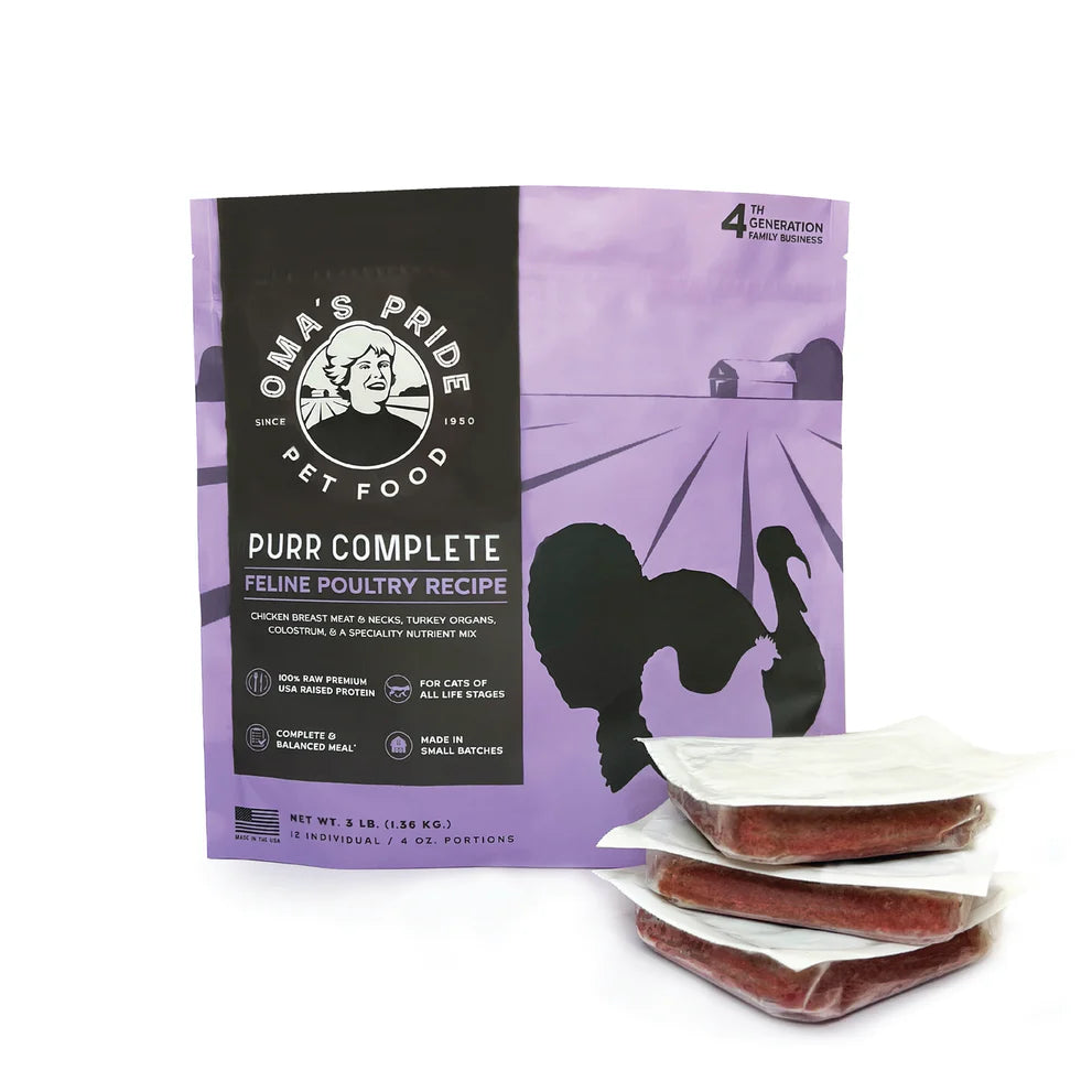 Oma's Pride Purr Complete Cat Turkey Recipe, Frozen Raw Cat Food