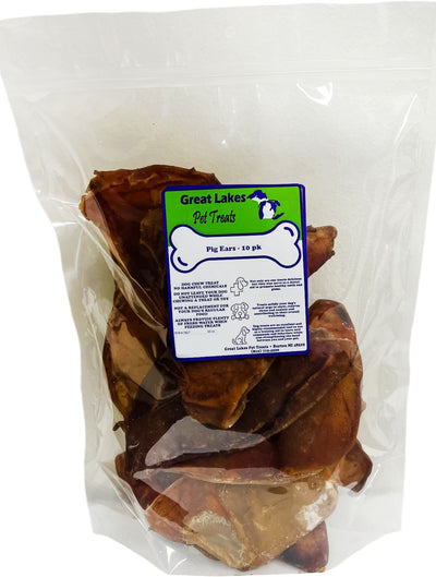 Great Lakes Pet Treats Pig Ears, 10-Pack, Dog Chew