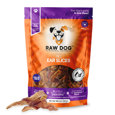 Raw Dog Pig Ear Slices 8-oz, Dog Treats