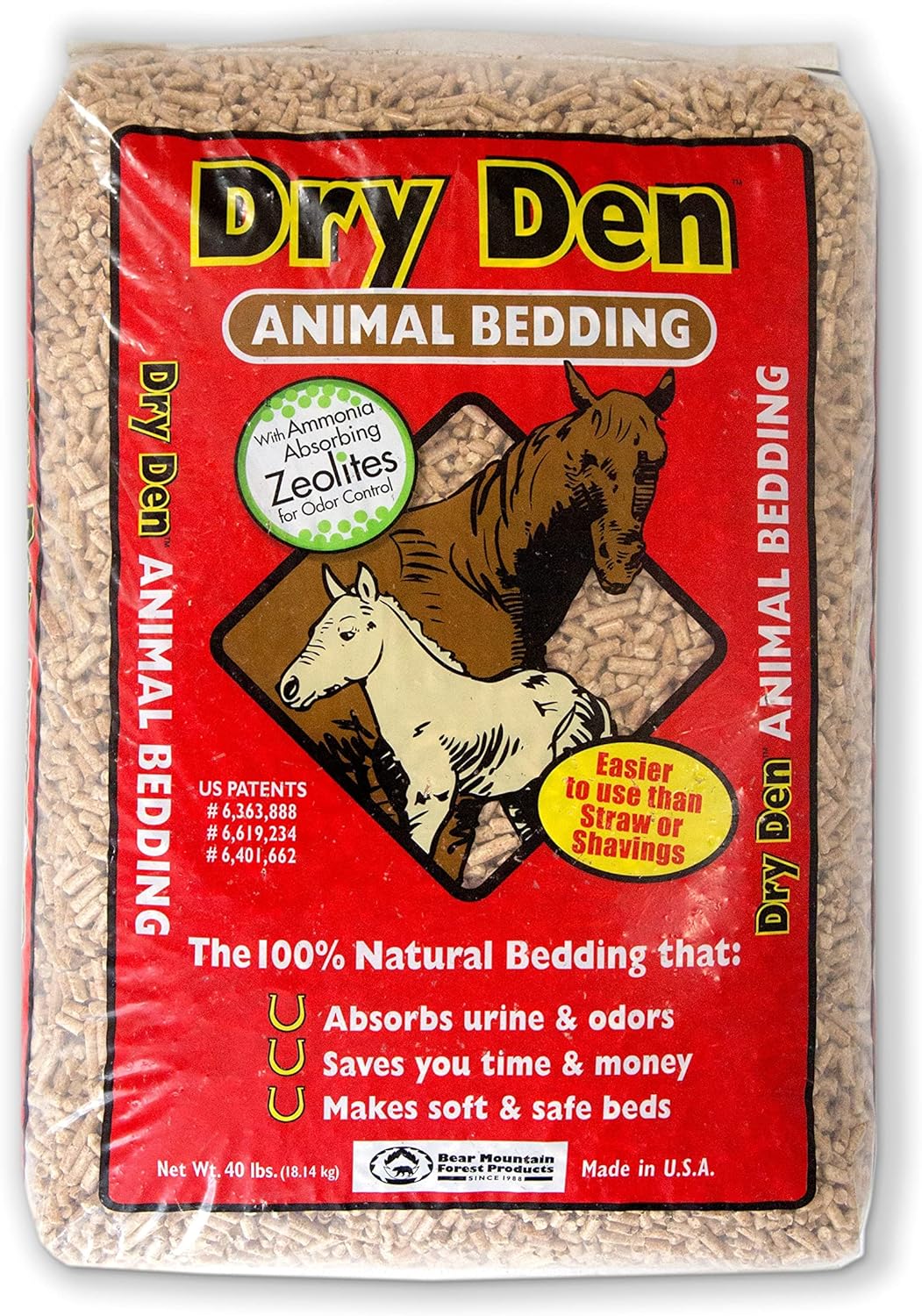 Bear Mountain Forest Products Dry Den Animal Bedding Pellets, 40-lb Bag