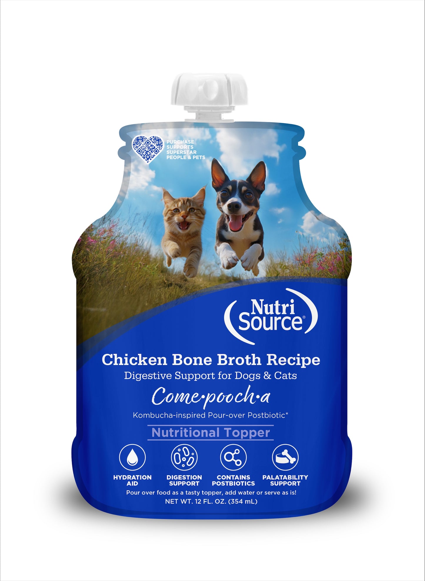 Nutrisource Come·pooch·a™ Chicken Bone Broth 12-oz, Meal topper