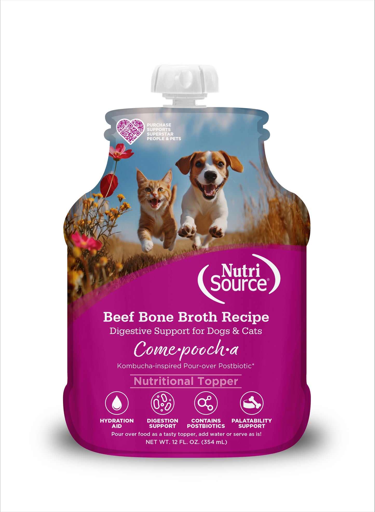 Nutrisource Come·pooch·a™ Beef Bone Broth 12-oz, Meal topper