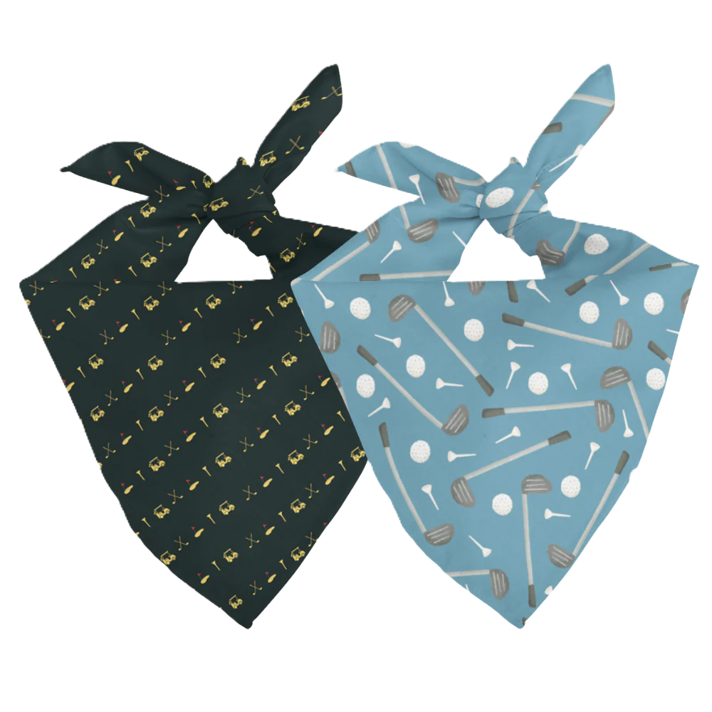 Dog Bandana Co. Tee Time Dog Bandana, Tie & Snap