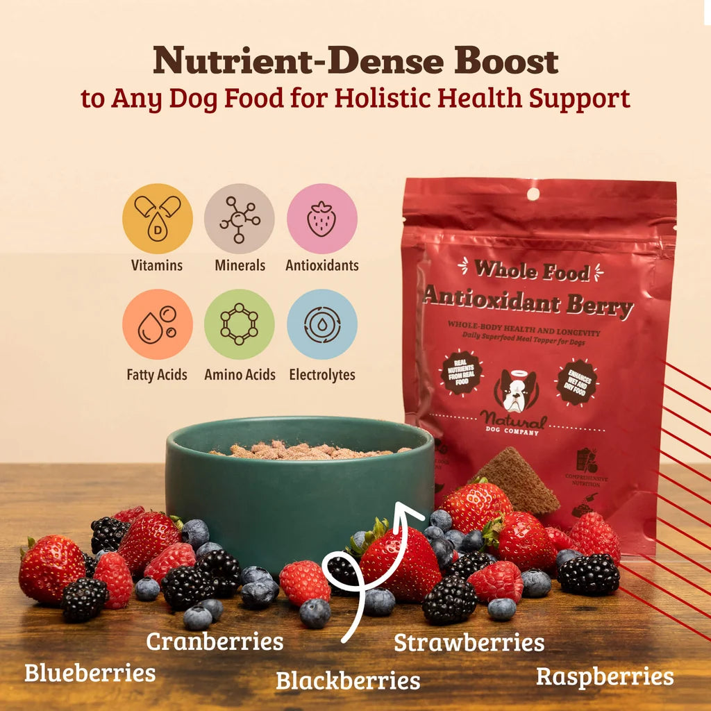 Natural Dog Company Whole Food Antioxidant Berry, Dog Food Supplement, 8-oz Pouch