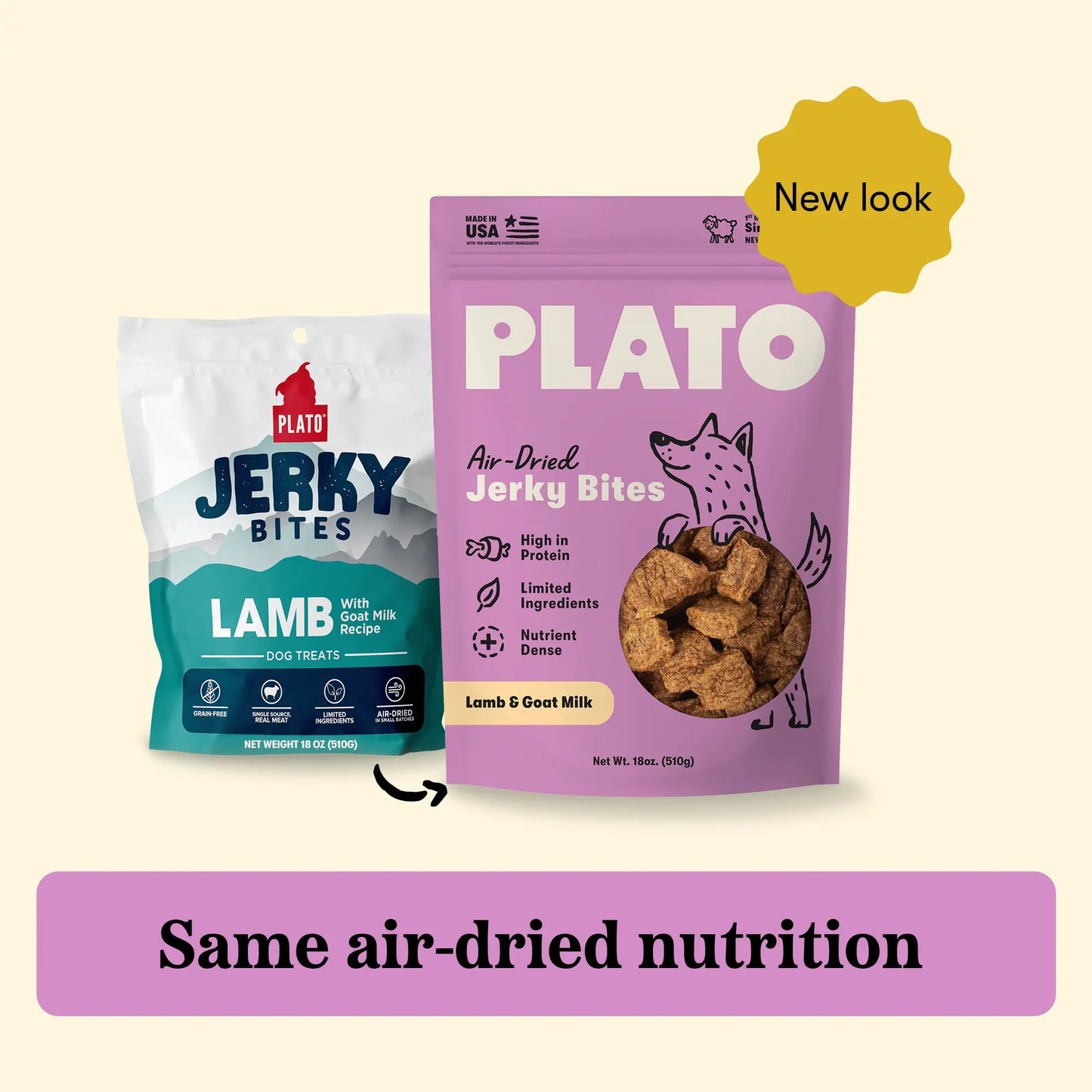 Plato Lamb With Goat Milk Jerky Bites, Dog Treat, 6-oz Bag