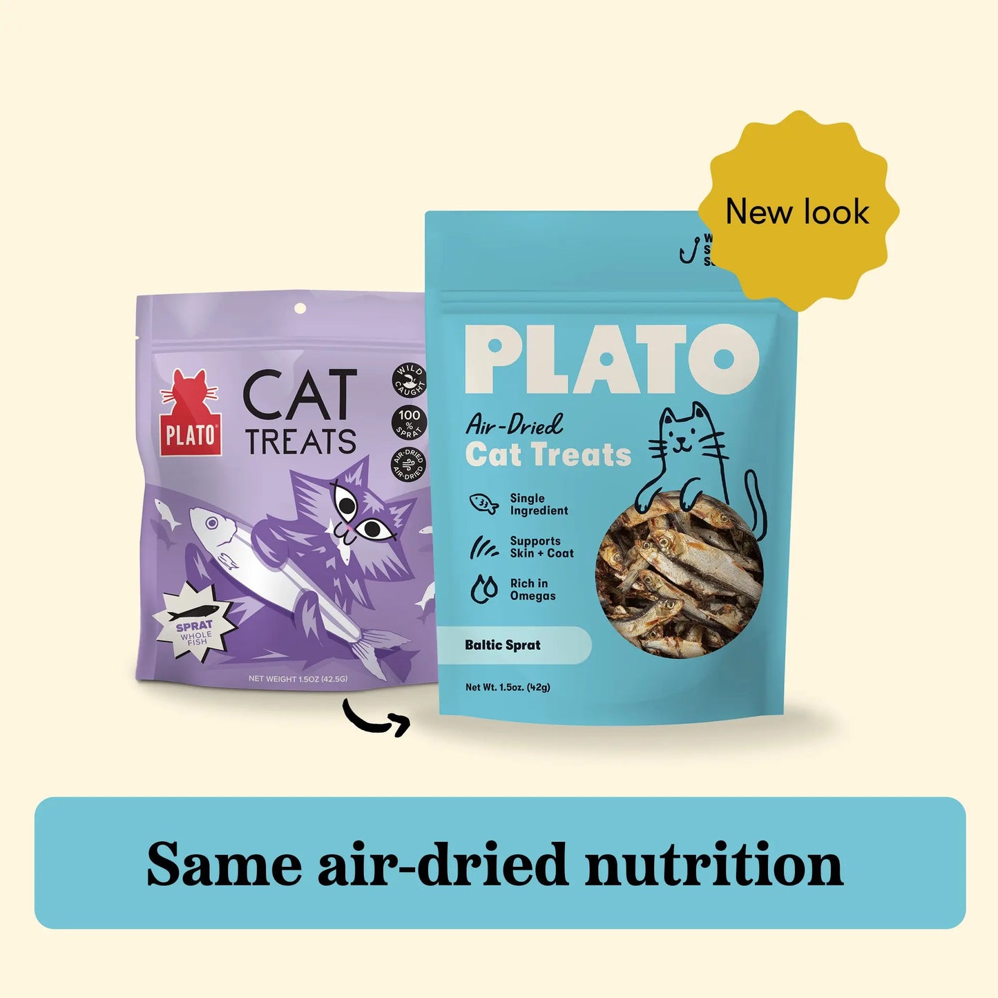 Plato Air-Dried Baltic Sprat, Cat Treat, 2.5-oz Bag