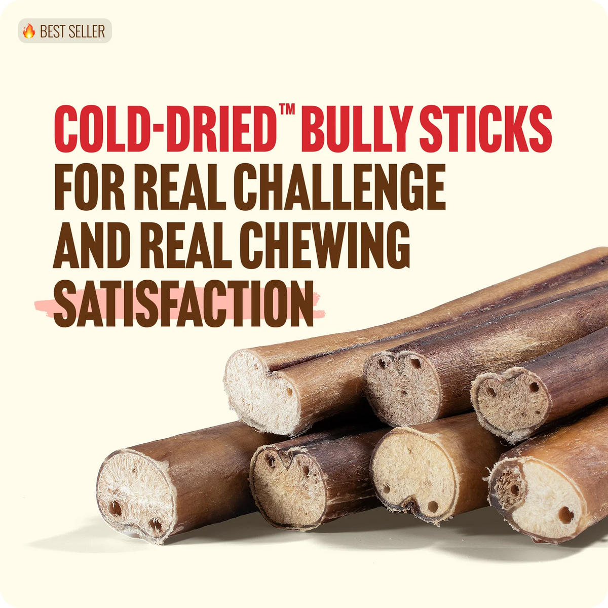 Natural Farm 12in Raw Cold Dried Bully Stick, Dog Chews