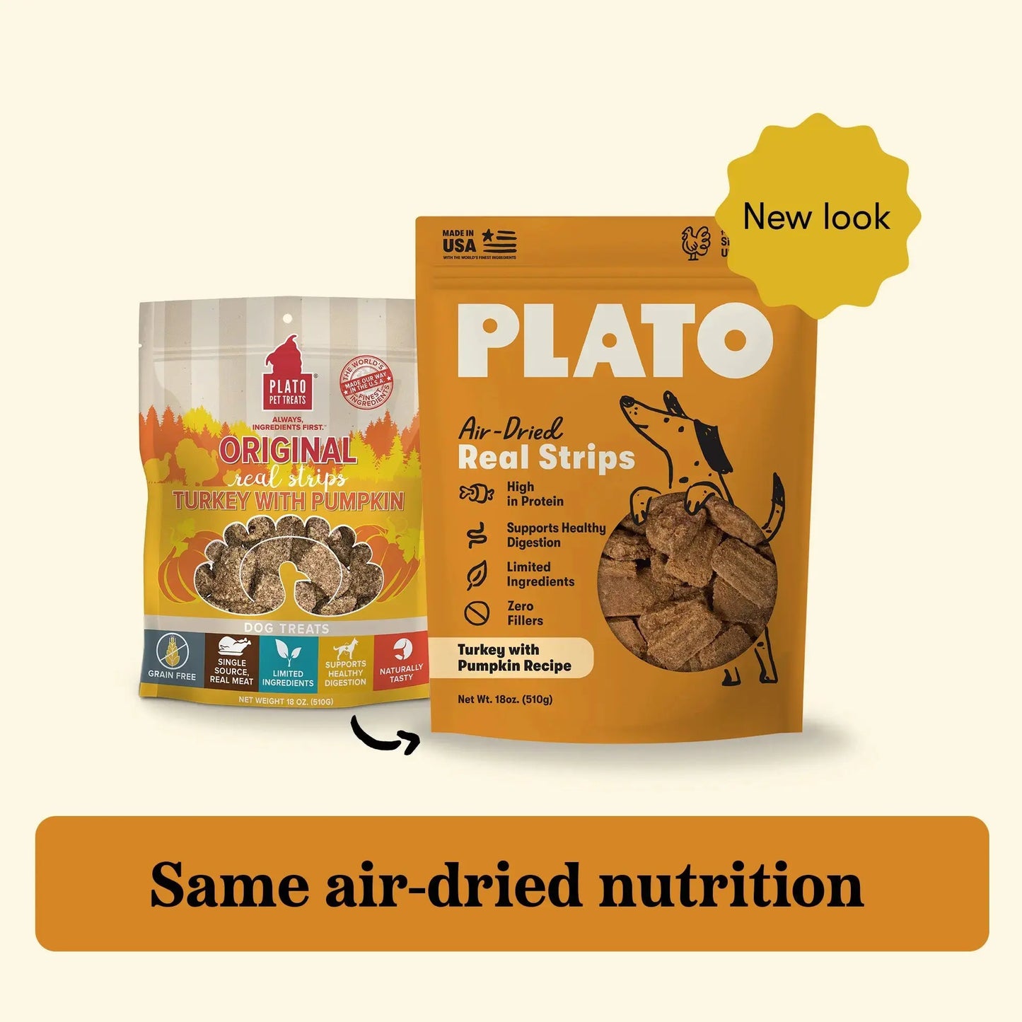 Plato Real Strips Grain Free Meat Bar Dog Treats, Turkey And Pumpkin Recipe