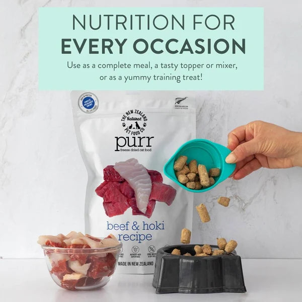 The New Zealand Natural Pet Food Co Purr Beef And Hoki Recipe, Freeze-Dried Cat Food, 9.9-oz Bag