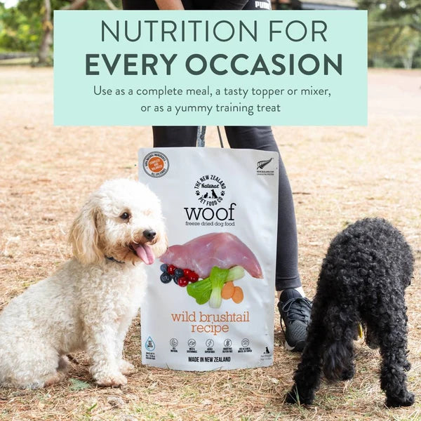 The New Zealand Natural Pet Food Co Woof Wild Brushtail Recipe, Freeze-Dried Dog Food, 9.9-oz Bag