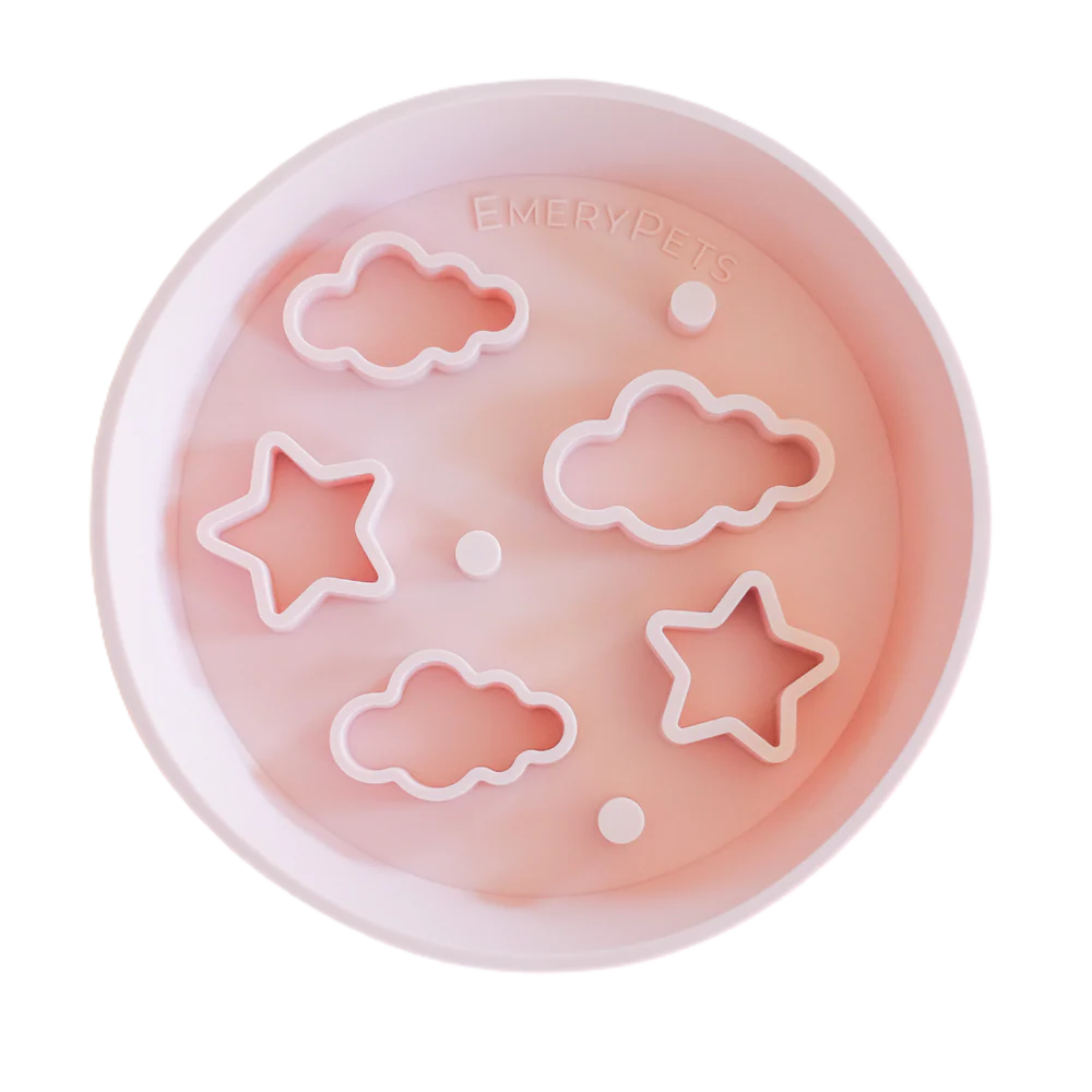EmeryPets Star + Cloud Slow Feeder Bowls (Pink)
