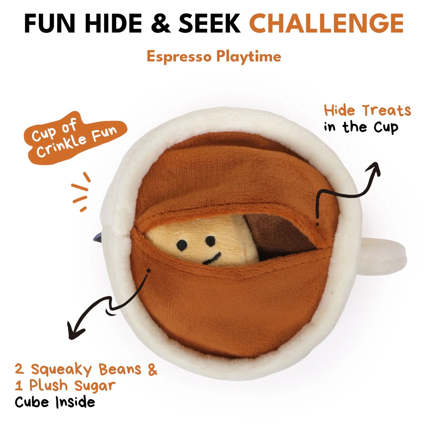 Chewffon Espresso Squeaky, Dog Toy