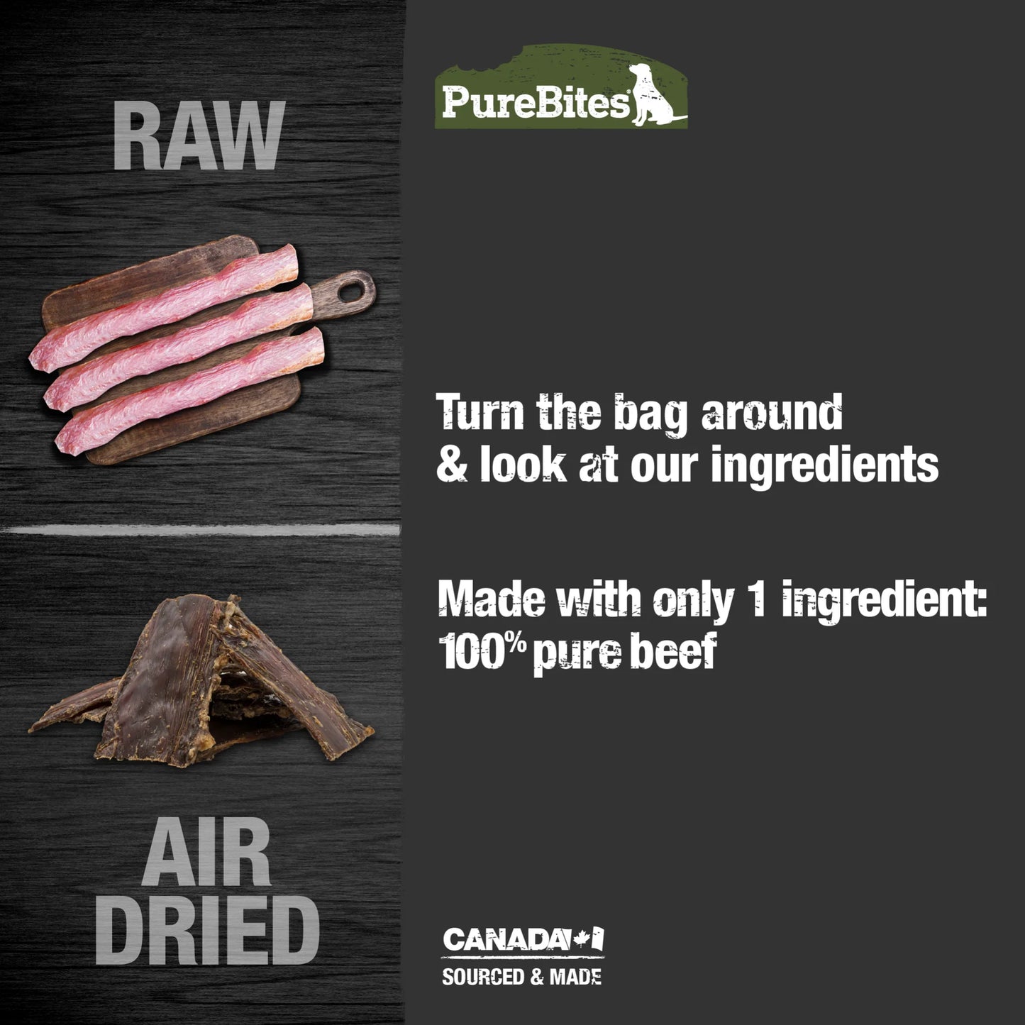 PureBites Beef Jerky, Air Dried Dog Treats, 7.5-oz Bag