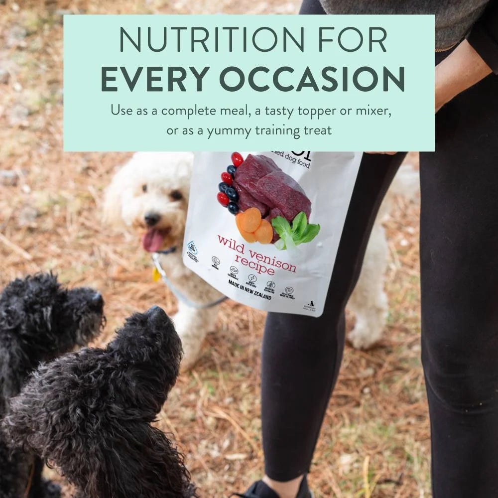 The New Zealand Natural Pet Food Co Woof Wild Venison Recipe, Freeze-Dried Dog Food, 9.9-oz Bag