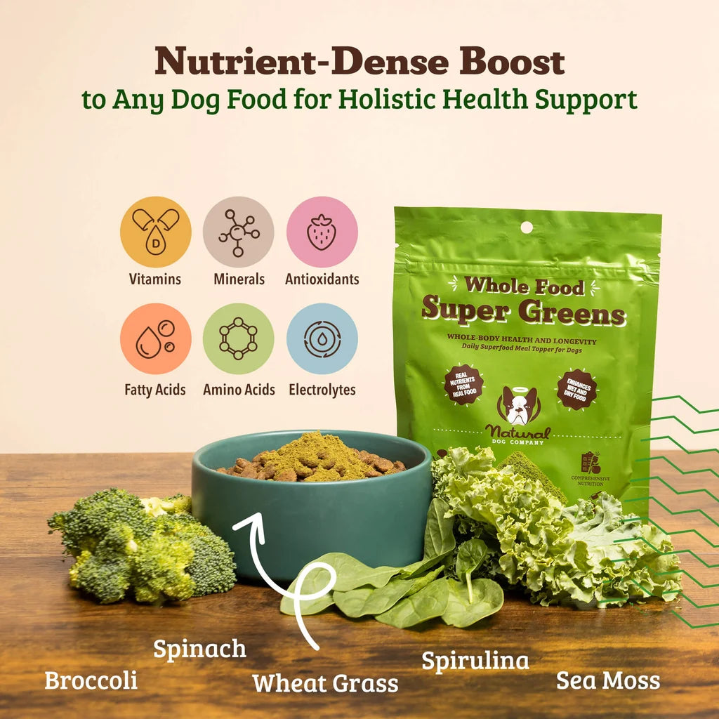 Natural Dog Company Whole Food Super Greens, Dog Food Supplement, 8-oz Pouch