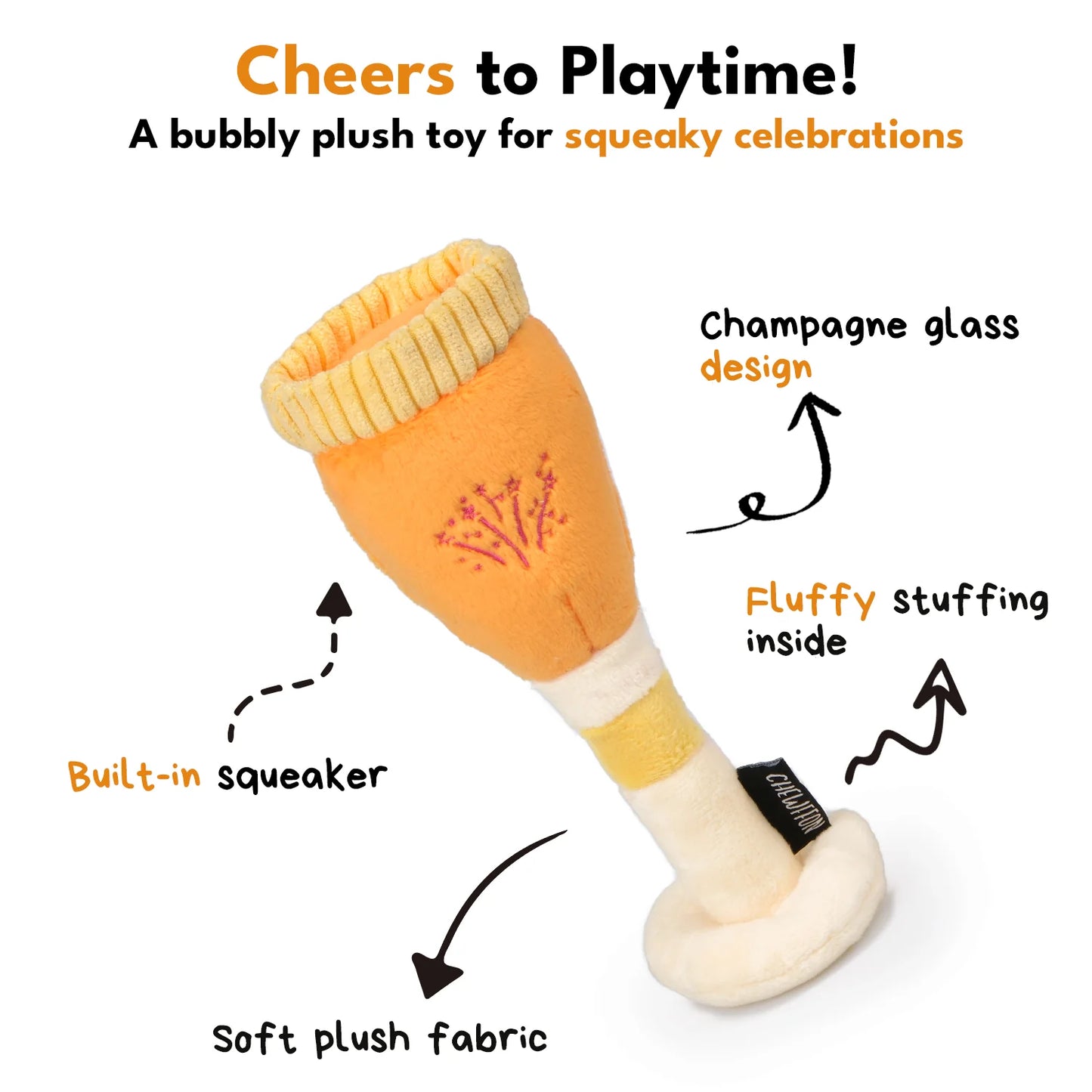 Chewffon Pawsecco Squeaky, Dog Toy