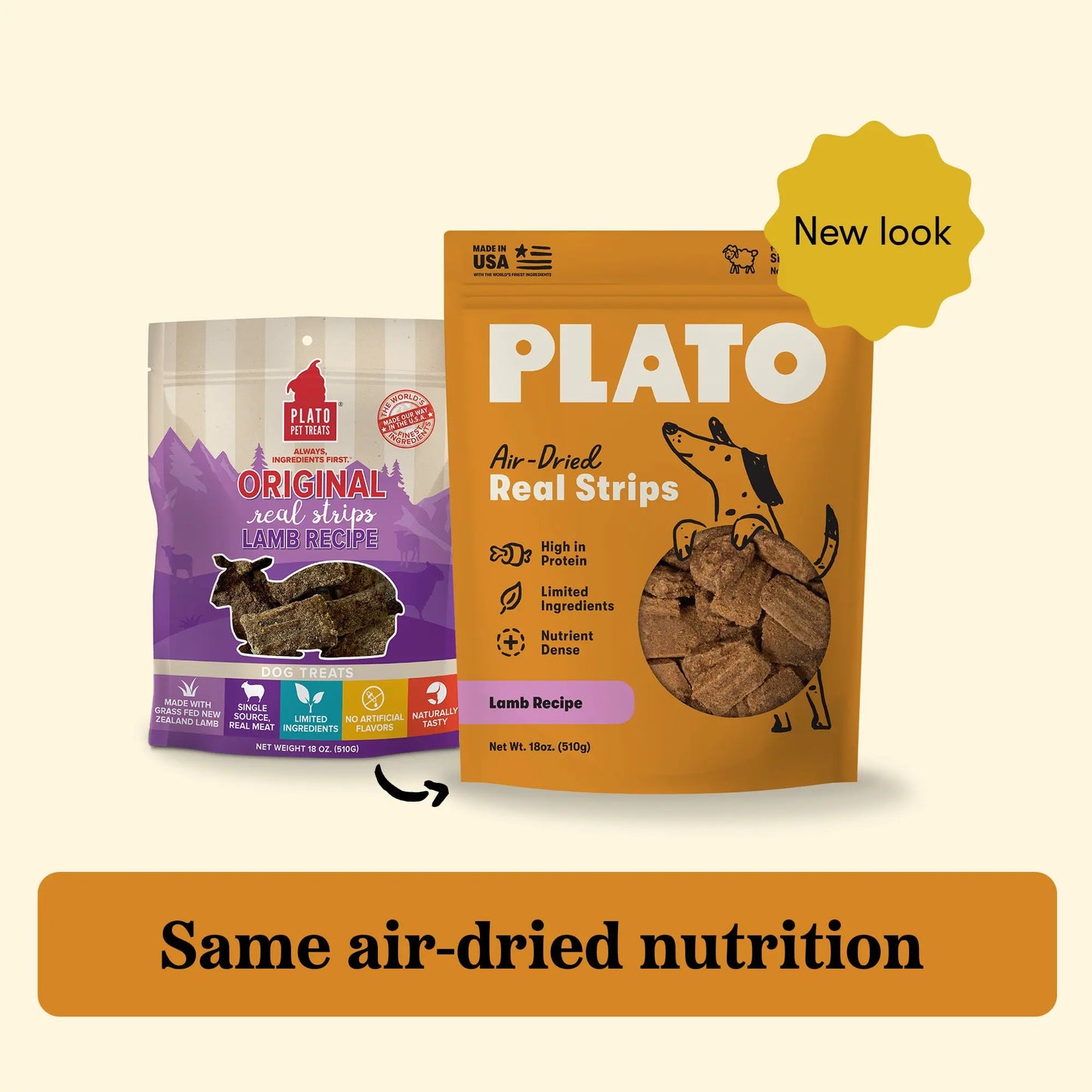 Plato Real Strips Lamb Meat Bar, Dog Treat