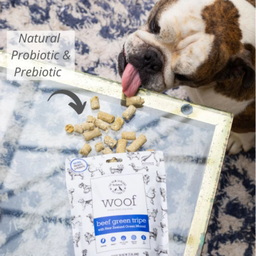 The New Zealand Natural Pet Food Co Woof Beef Green Tripe, Freeze-Dried Dog Treats
