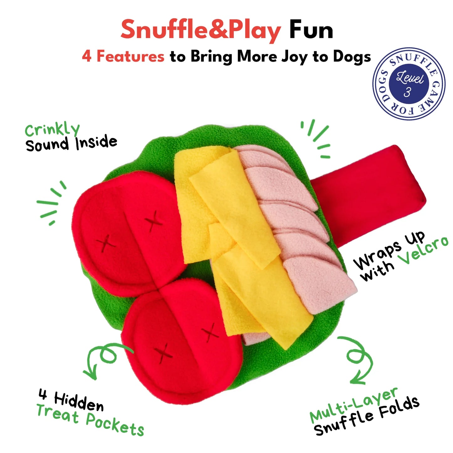 Chewffon Burrito Snuffle, Dog Toy