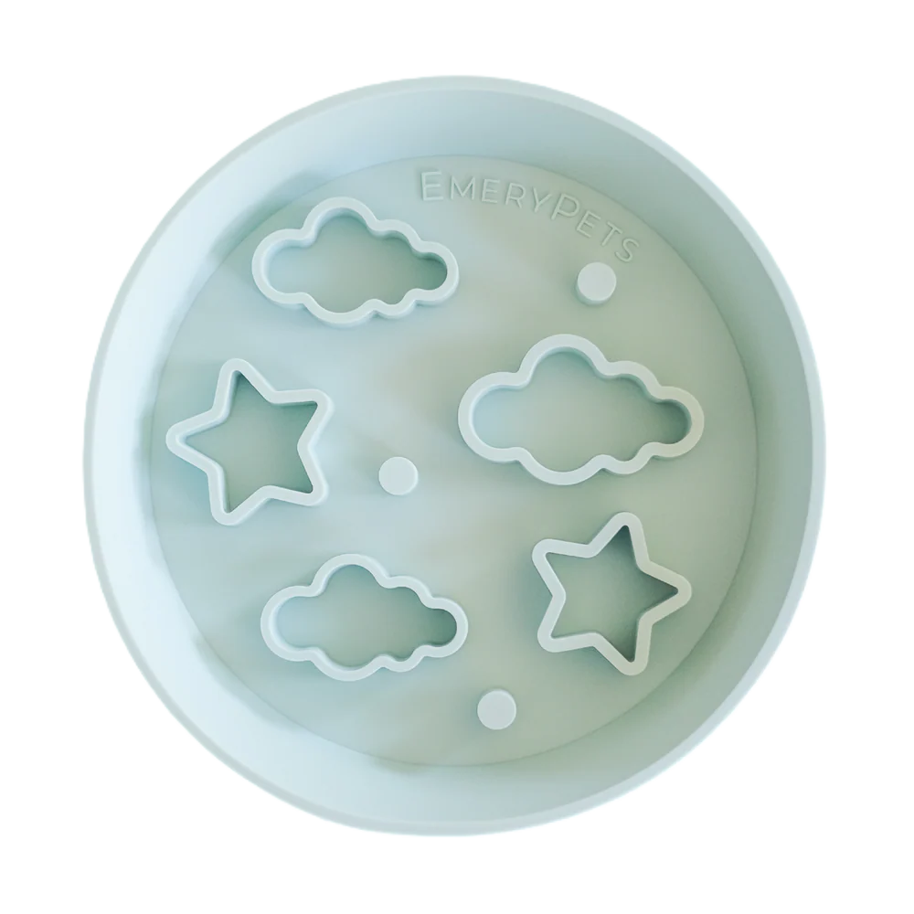 EmeryPets Star + Cloud Slow Feeder Bowls (Blue)