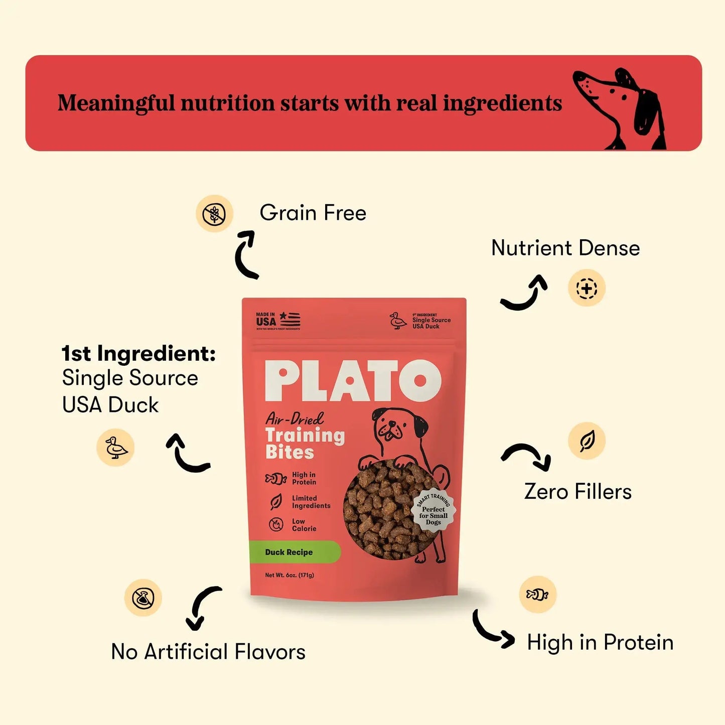 Plato Small Bites Meaty Morsel Dog Treats, Duck Recipe