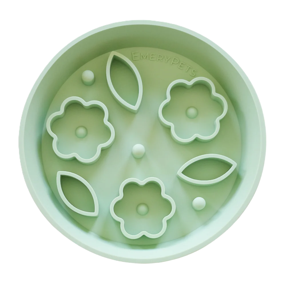 EmeryPets Flower + Leaf Slow Feeder Bowls (Green)