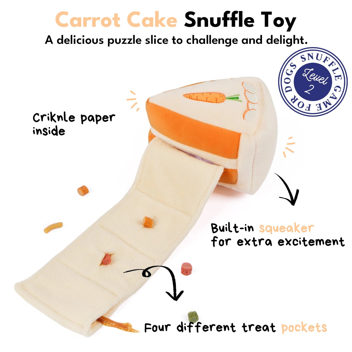 Chewffon Carrot Cake Interactive Snuffle, Dog Toy