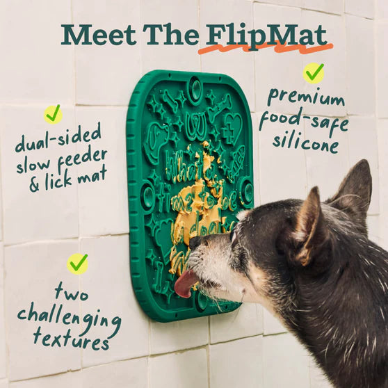 Woof FlipMat, Licking Mat/Slow Feeder For Pets