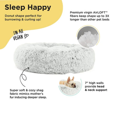 Best Friends By Sheri The Original Calming Donut Dog Bed in Shag Fur, Frost, 23-in x 23-in