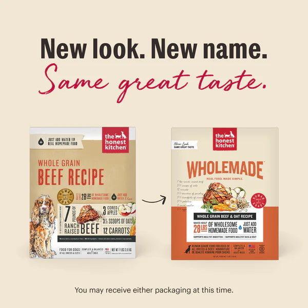 The Honest Kitchen Wholemade Whole Grain Beef & Oat, Dehydrated Dog Food, 1.5-oz Pouch