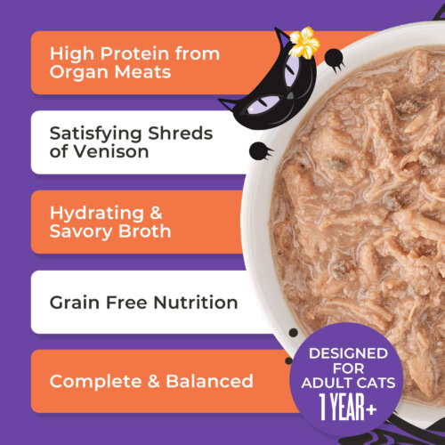 Tiki Cat After Dark Shreds With Venison & Beef Liver Recipe in Broth, Wet Cat Food, 3-oz Case of 12