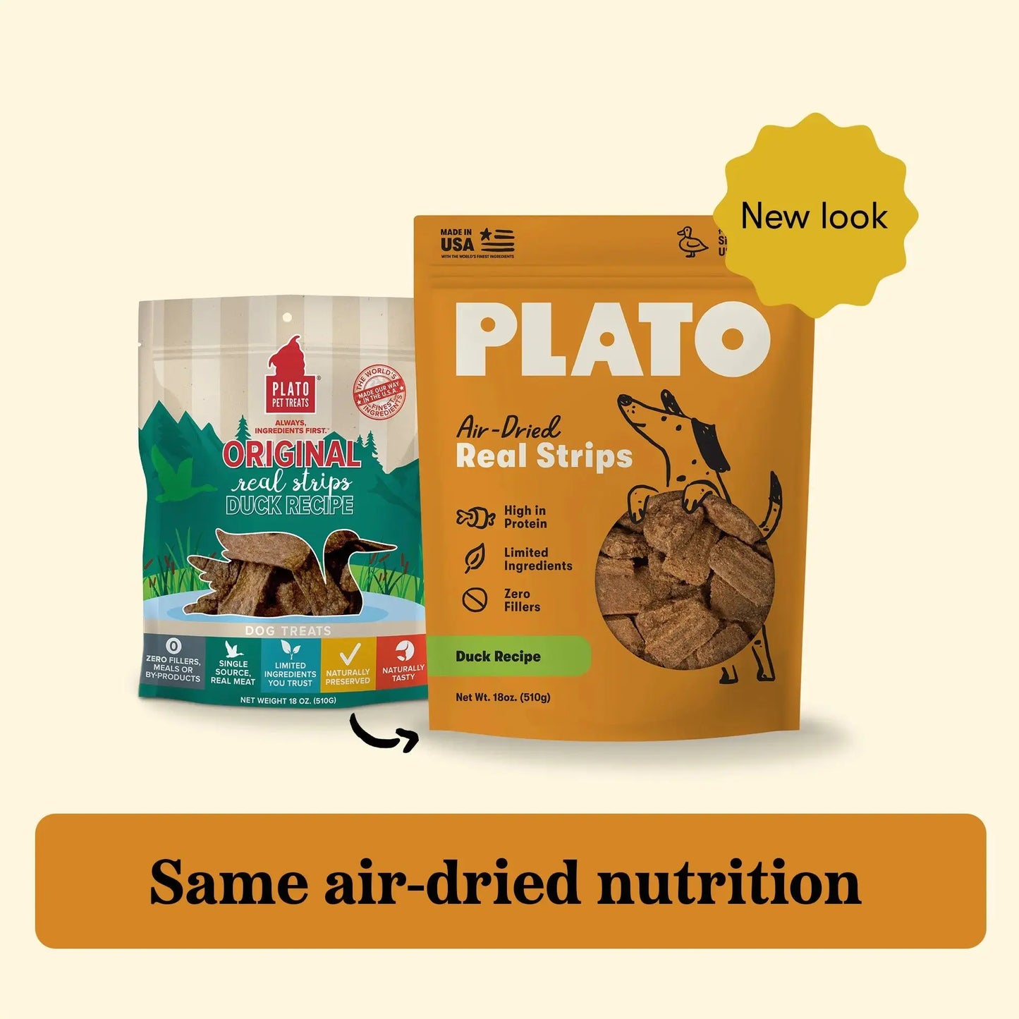 Plato Real Strips Meat Bar Dog Treats, Duck Recipe