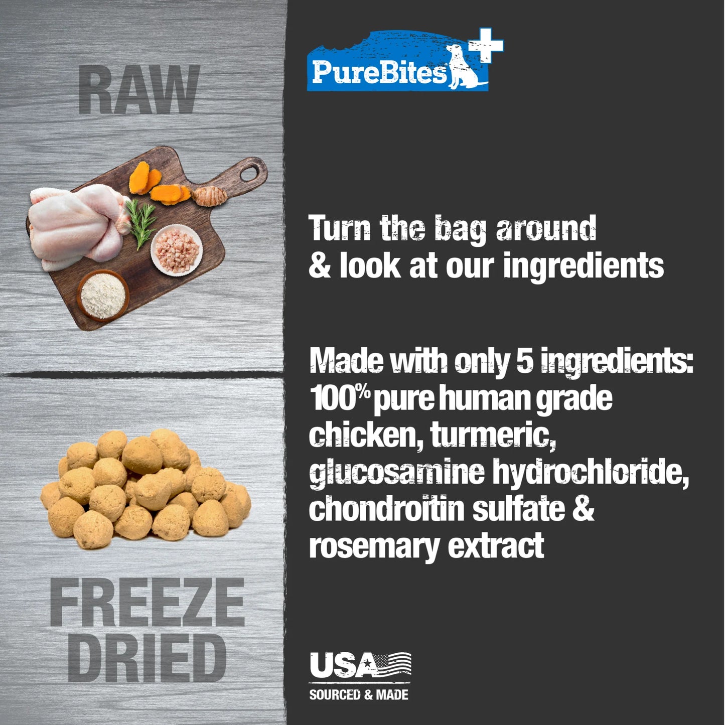 PureBites Hip & Joint, Freeze Dried Dog Treats, 3-oz Bag