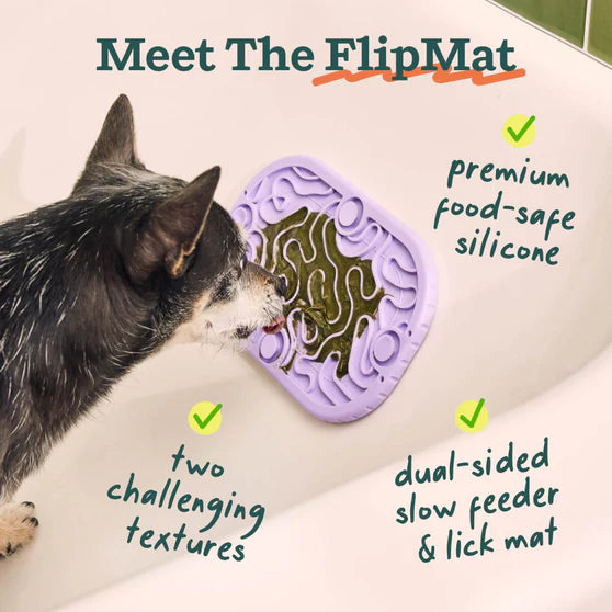 Woof FlipMat, Licking Mat/Slow Feeder For Pets
