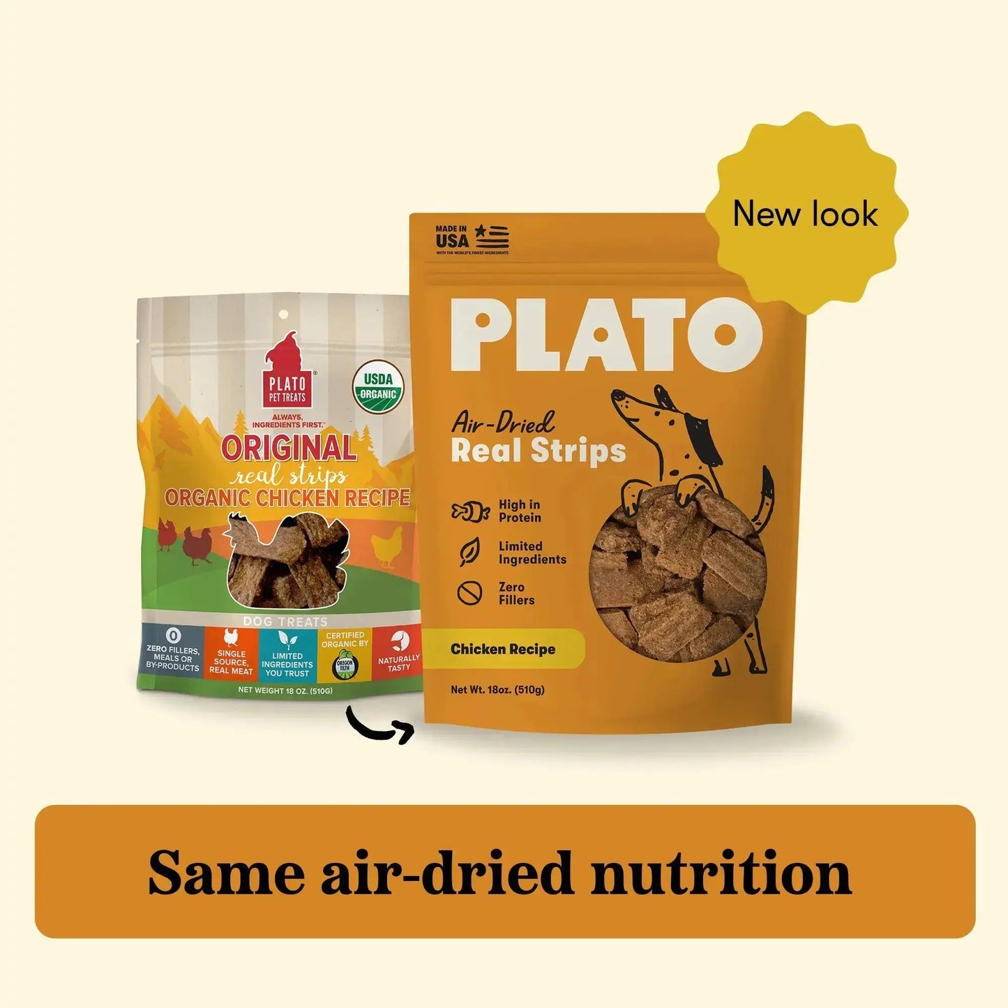 Plato Real Strips Meat Bar Dog Treats, Chicken Recipe