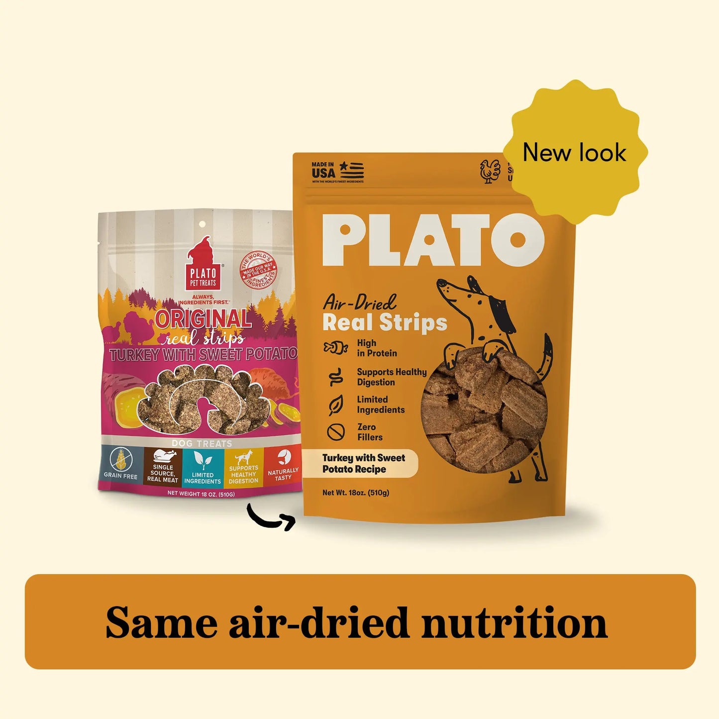Plato Real Strips Grain Free Meat Bar Dog Treats, Turkey And Sweet Potato Recipe