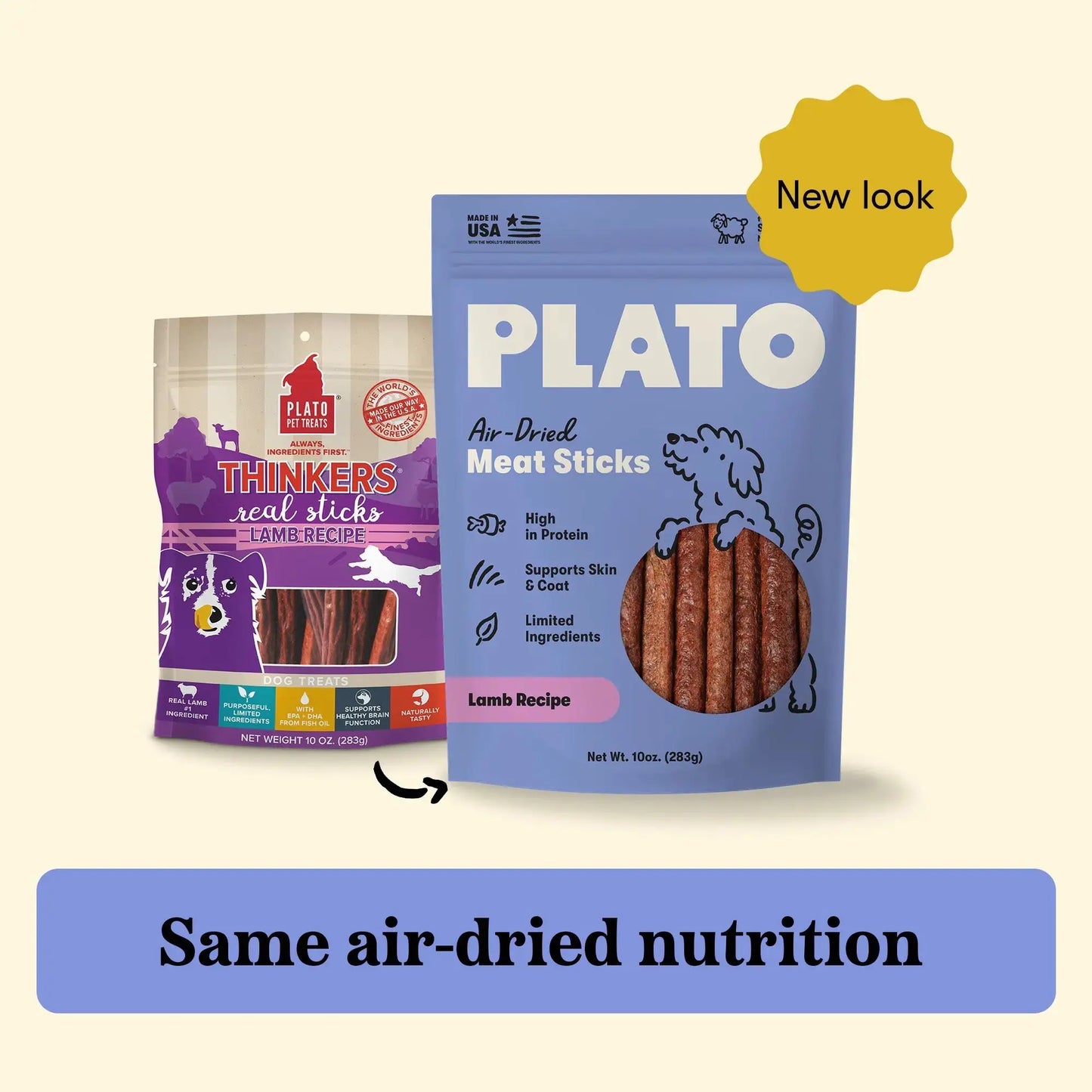 Plato Thinkers Meat Stick Dog Treats, Lamb Recipe