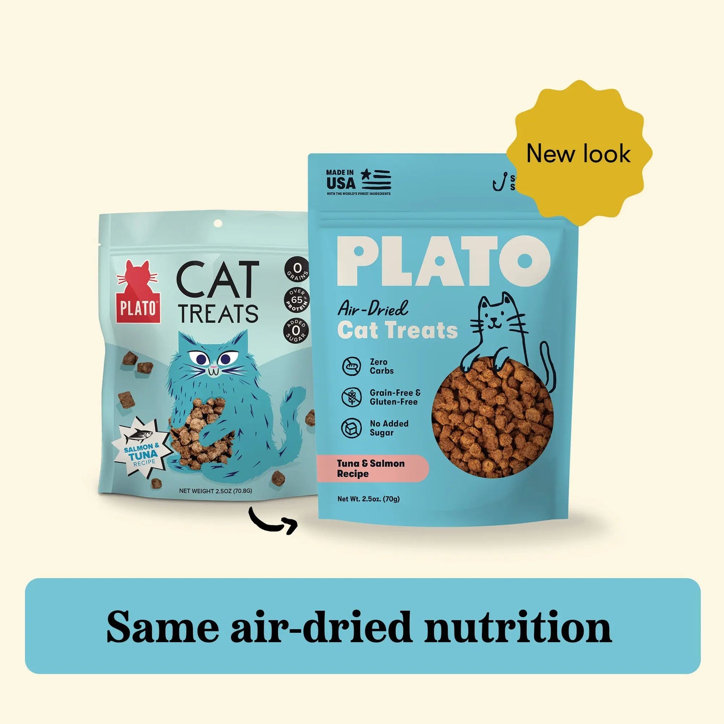 Plato Air-Dried Tuna & Salmon, Cat Treat, 2.5-oz Bag