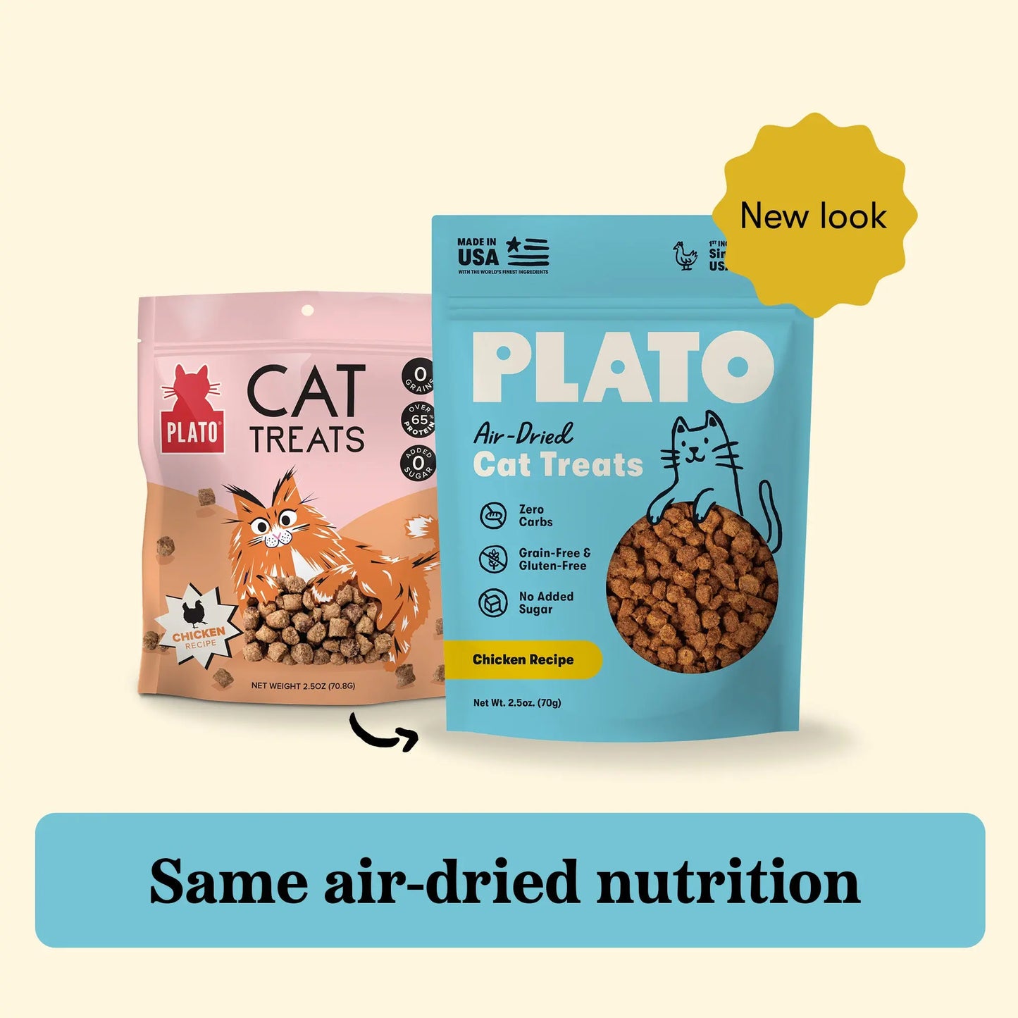 Plato Air-Dried Chicken, Cat Treat, 2.5-oz Bag